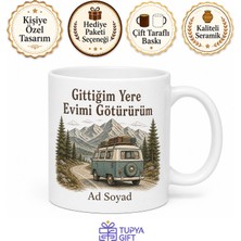 Tupya Gift Karavan Tutkunlarına Göçebe Ruhu Özgürlük Temalı Baskılı Porselen Kupa Bardak Hediye