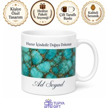 Tupya Gift Turkuaz Taşı Deseni Baskılı Kupa Bardak Özel Tasarım Hediye Porselen Mug