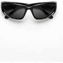 Bappir Raenna Siyah Çerçeve Dar Oval Cat-Eye Güneş Gözlüğü – Siyah Lens – UV400