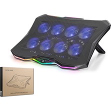 ForWhat Büro Ev Ofis Bilgisayarı Için Siyah 8 Fanlı Rgb Işıklı Notebook Soğutucu