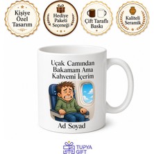 Tupya Gift Yükseklik Korkusu Esprili Kupa Uçak Camından Bakamayan Komik Hediye Bardak