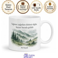 Tupya Gift Yağmurlu Yayla Temalı Baskılı Kupa Bardak Doğa Hediye Porselen Mug