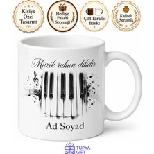 Tupya Gift Kişiye Özel Piyano Tuşları Temalı Kupa Bardak Müzik Hediye