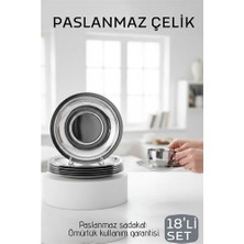 DS LLC Paslanmaz Çelik Çay Tabağı Seti - Premium 304 Kalite  18 Parça Lüks Aynalı Parlaklık ve Mode