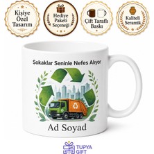 Tupya Gift Çöp Kamyonu Sürücüsüne Hediye Şehir Kahramanı Geri Dönüşüm Temalı Porselen Kupa Bardak