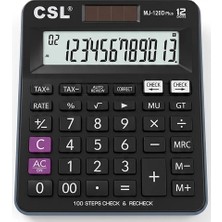 Caslo Siyah 12.5X14.5 cm 1 Adet Csl MJ-120D Plus 12 Haneli Orta Boy Hafızalı Ofis Büro Masaüstü Hesap Makinası