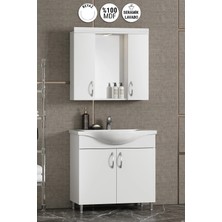 Özceden Yıldız 75 cm Beyaz Mdf Seramik Lavabolu Ayaklı Banyo Dolabı Takımı