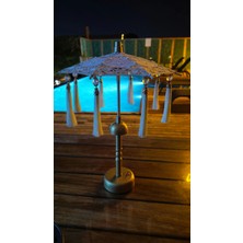 Agbtrend Şarjlı LED Lambalı Dekoratif Bali Masa Şemsiyesi - 40 cm Kablosuz Abajur Gece Lambası