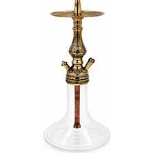 Han Tobacco Kahveci Bakır Nargile Takımı 45 cm | El Işlemeli Pirinç Gövde | Cam Şişeli | Geleneksel Model