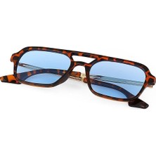 Bappir Leopard Çerçeve Mavi Lens Retro Tasarım Pilot Model Erkek Güneş Gözlüğü
