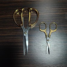 Buççin Online Mağaza ( 2li Set) Altın Renkli Profesyonel Makas Seti Deri Kumaş Karton ve Benzeri Ürünlerde Kullanılabilir