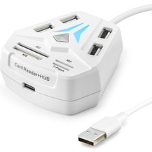 ForWhat Büro Ev Ofis Cihazları Için Beyaz 8port USB Hub Kart Okuyucu