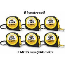 Buççin Online Mağaza 5 M x 25 mm 6 Lı Çelik Metre Seti – Dayanıklı, Ekonomik Paket 5 M