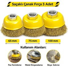 BRATİ HAND TOOLS Saçaklı Çanak Fırça 65MM 75MM 100MM 3'lü Set Yüzey Temizleme Boya Sökme Fırçası