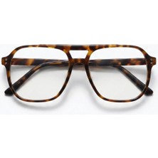Bappir Monarca Leopar Çerçeve Retro Aviator / Kare Form Şeffaf UV400 Lens – Unisex Minimal Gözlük