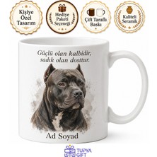 Tupya Gift Isme Özel Pitbull Desenli Kupa Bardak Köpek Severlere Hediye