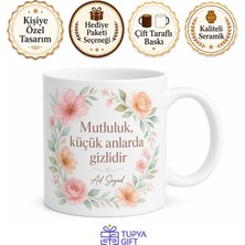 Tupya Gift Kişiye Özel Mutluluk Köşesi Baskılı Kupa Bardak Hediye