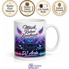 Tupya Gift Dj Seti Bas Frekansı Lazer Işık Baskılı Beyaz Kupa Hediye