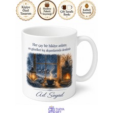 Tupya Gift Kış Akşamı Çay Temalı Baskılı Kupa Bardak Hediye Özel Tasarım Porselen Mug
