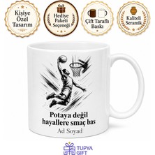 Tupya Gift Basketbol Smaç Basan Atletik Sporcu Çizimli Kupa Bardak Hediye