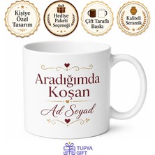 Tupya Gift Isme Özel Aradığımda Koşan Yazılı Kupa Bardak Hediye Baskılı Porselen Mug