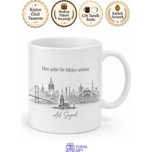 Tupya Gift Kişiye Özel Şehir Silüeti Temalı Baskılı Kupa Bardak Isimli Hediye