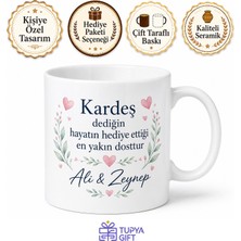 Tupya Gift Kardeş Isimleri Yazılı Özel Tasarım Baskılı Kupa Bardak Hediye Kardeşe