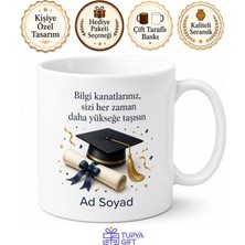Tupya Gift Mezuniyet Hediyesi Diploma Temalı Özel Tasarım Baskılı Porselen Kupa Bardak