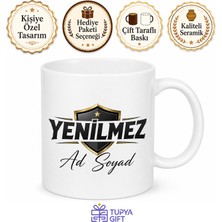 Tupya Gift Isme Özel Yenilmez Yazılı Kupa Bardak Kişiye Özel Hediye