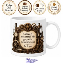 Tupya Gift Steampunk Buhar Makinesi Çark Dişli Alternatif Tarih Temalı Baskılı Porselen Kupa Bardak Hediye