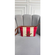 Pazarvia Shop Çizgi Detay Renkli Clutch