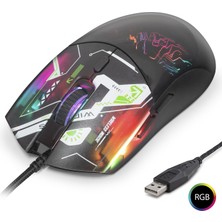 MiraLive Mouse 7200 Dpi Rgb Geometrik Desenli - Siyah G306B