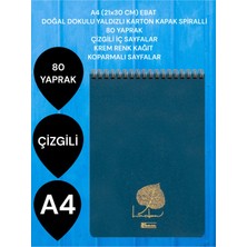Keskin Color Çizgili A4 (21X30 Cm) 80 Yaprak Karton Kapak Spiralli Krem Renk Sayfalar Üstten Açılır Linden