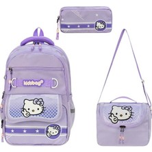 Baginn 3'lü Takım Ilkokul Çantası 40*30 cm Beslenme Çantası Kalem Kutusu Ortopedik Kız Çocuk Ilkokul Çanta