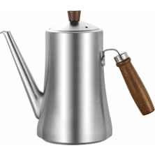 Chavin 304 Mat Çelik Ahşap Saplı Süzgeçli 1000 ml Yağdanlık Sosluk Sirkelik MT273