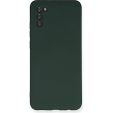 DS LLC Samsung Galaxy A03S Kılıf Nano Içi Kadife Silikon - Koyu Yeşil