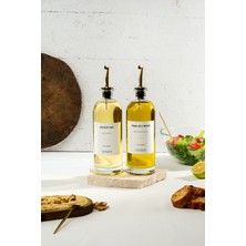Empressco Çiftli 500 ml Cam Yağlık Sirkelik Şişesi, Paslanmaz Çelik Başlıklı, Etiketli
