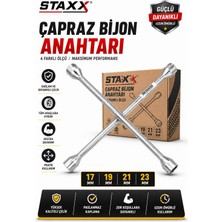 Staxx Power Çapraz Bijon Anahtarı 17-19-21-23 mm | Ağır Hizmet Çelik Bijon Sökme Anahtarı |binek ve Hafif Ticari