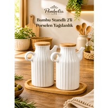 Empressco 2'li Porselen Yağdanlık ve Bambu Altlık Seti, Şık ve Kullanışlı