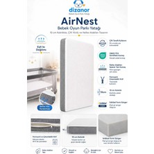 Dizanor Airnest Bebek Oyun Parkı Yatağı 10 cm Destekli Nefes Alan Spacer Kumaşlı Fermuarlı Yıkanabilir Kılıflı Park Yatak Minderi