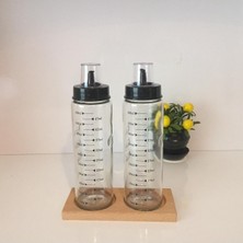 Empressco Şık Ahşap Standlı 3 Parça Cam Yağlık Seti, 500 ml