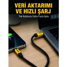 3'ü 1 Arada USB Şarj Kablosu 240W Hızlı Şarj ve Veri Aktarım Kablosu Midastech