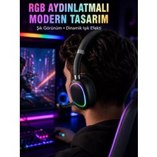Rgb Işıklı Bluetooth Mikrofonlu Kulaklık Uzun Süreli Kullanım Type-C Şarjlı Midastech