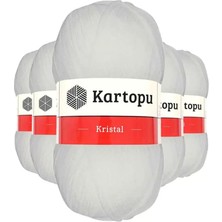 Just Cheap Store 5 Adet Kristal Çift Katlı El Örgü Lif Ipi Beyaz K010
