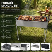 Marsilyan Paslanmaz Mangal Portatif Ayaklı - Standlı 70CM (4887)