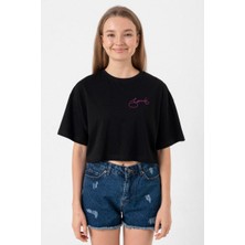 Blackpink Jennie Signature Siyah Kadın Crop Tshirt