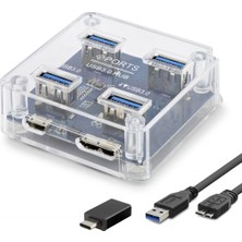 Marsilyan USB Type-C 3.1 Hub 4 Port Şeffaf U331
