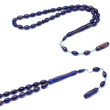 Tesbih Rüyası  Mavi Renk Arpa Kesim Küçük Boy Kafur Ağacı Tesbih 6X10 mm