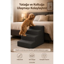 Cos.kim 4 Basamaklı Kedi Köpek Merdiveni 54X40X40 Cm, Fermuarlı Yıkanabilir Kılıflı Sert Sünger