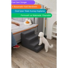 Dizanor Özel Sünger ve Özel Kumaşlı 4 Basamaklı Basamaklı Kedi Köpek Merdiveni